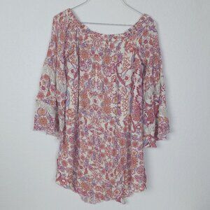 Love Fire Boho blouse Top Floral Wide Sleeve S